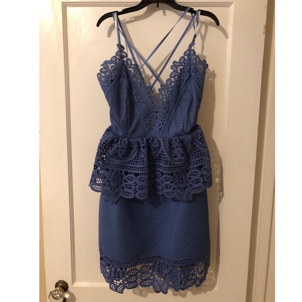 Self portrait blue lace dress